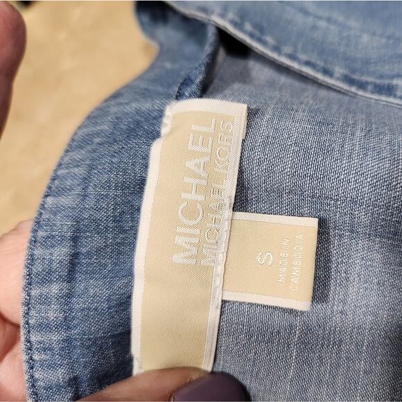 𝅺Michael, Michael Kors, Blue Denim Blouse - Sx - Picture 2 of 9